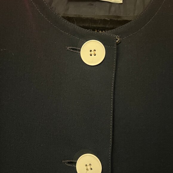 VTG Louis Féraud Paris x Creeds Toronto Navy Button Front Longline Jacket Dress - Picture 10 of 12